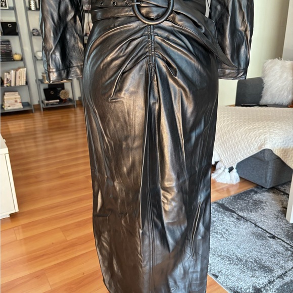 Zara black leather dress, M - Picture 3 of 8